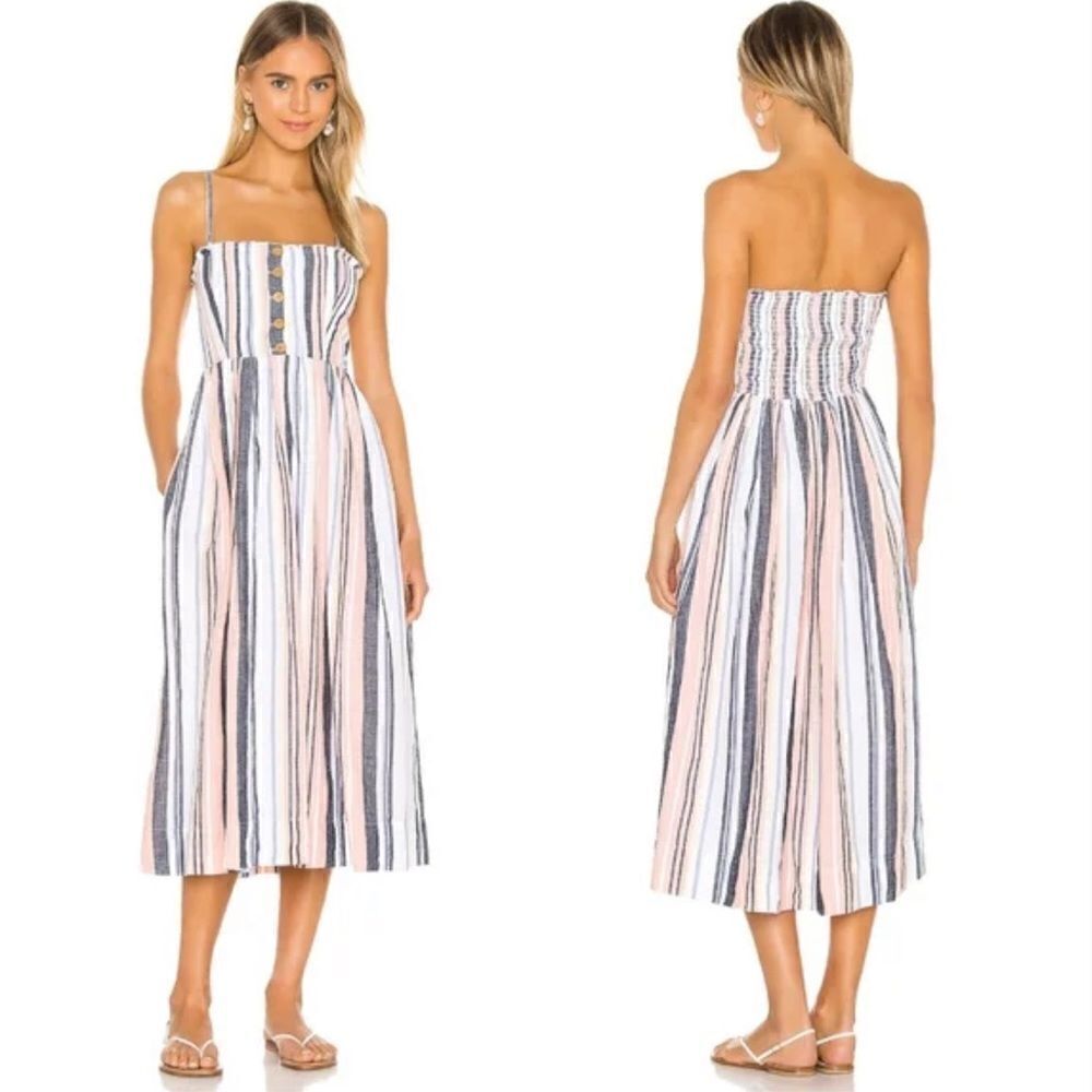 Free People Lilah Pleat-ed Tube Dress  100% Cotton Poplin Midi size small